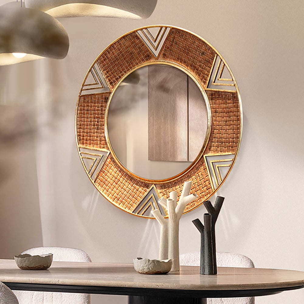 Modern Large Wall Mirror in Brown