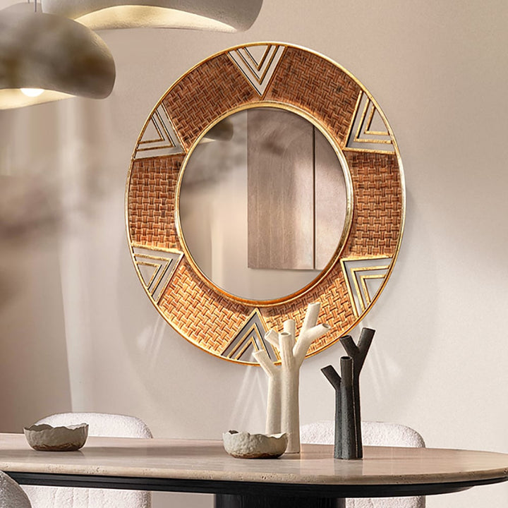 Modern Large Wall Mirror in Brown