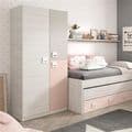 Rose Grey And Pink 3 Door Slim Narrow Wardrobe