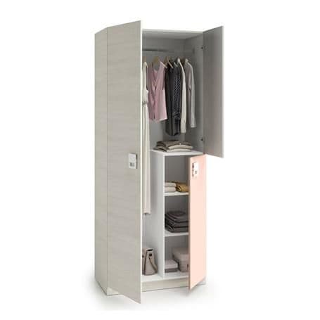 Rose Grey And Pink 3 Door Slim Narrow Wardrobe