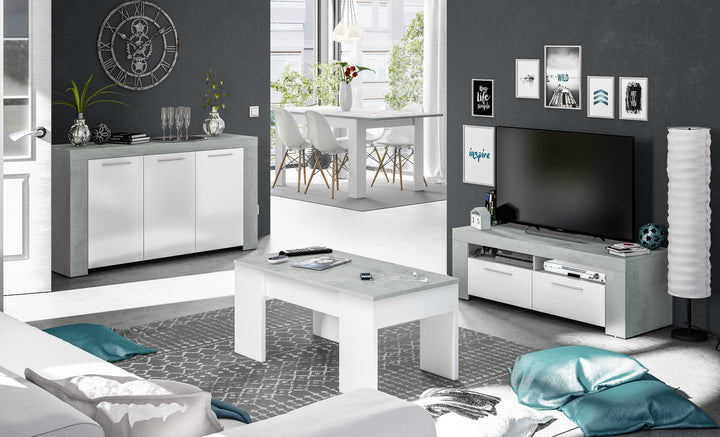 Lavender White Gloss and Grey Sideboard