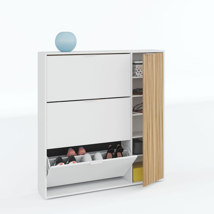 Lily Natural Oak Effect and White Large Shoe Cabinet