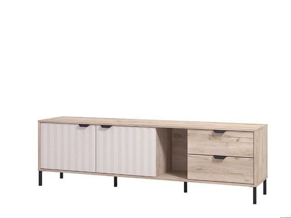 Iris Vandea Grey Oak Effect Cashmere Slatted TV Unit Cabinet