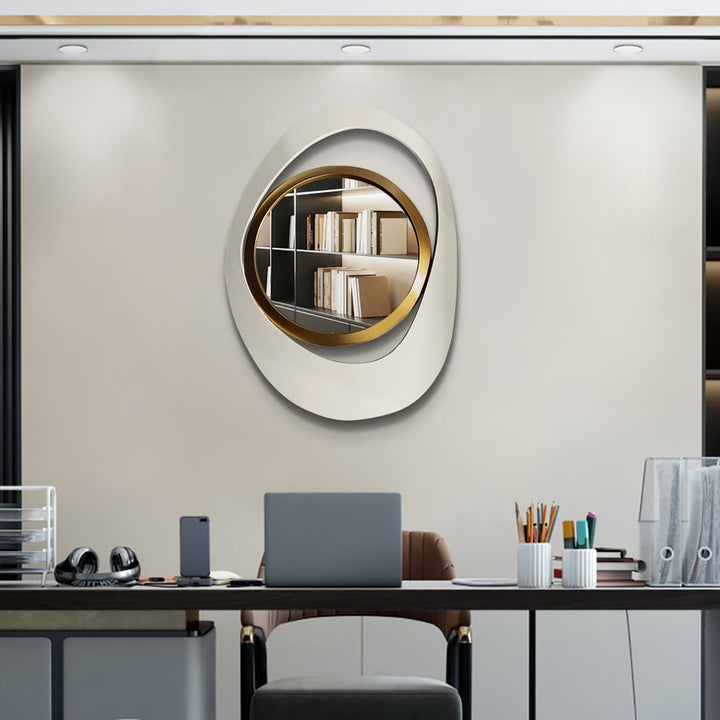 Modern Warm White & Gold Wall Mirror