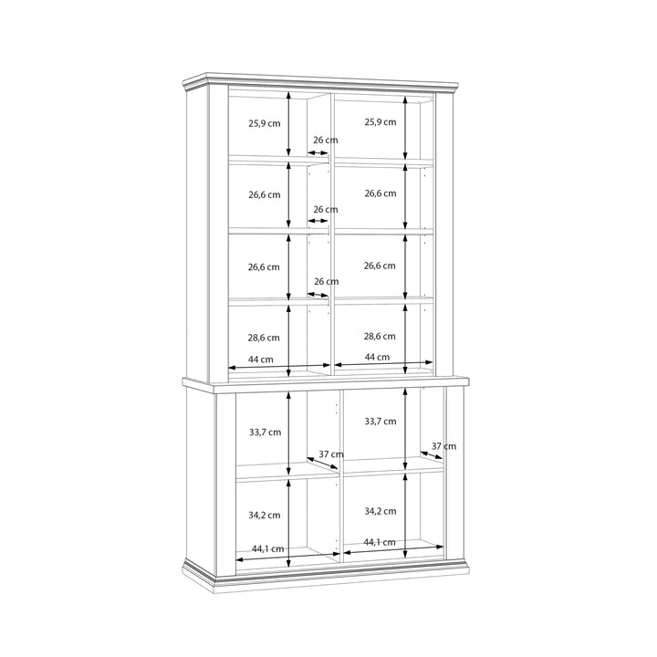 Pontypool 4 Door Display Cabinet in Grey and Mauvella Oak