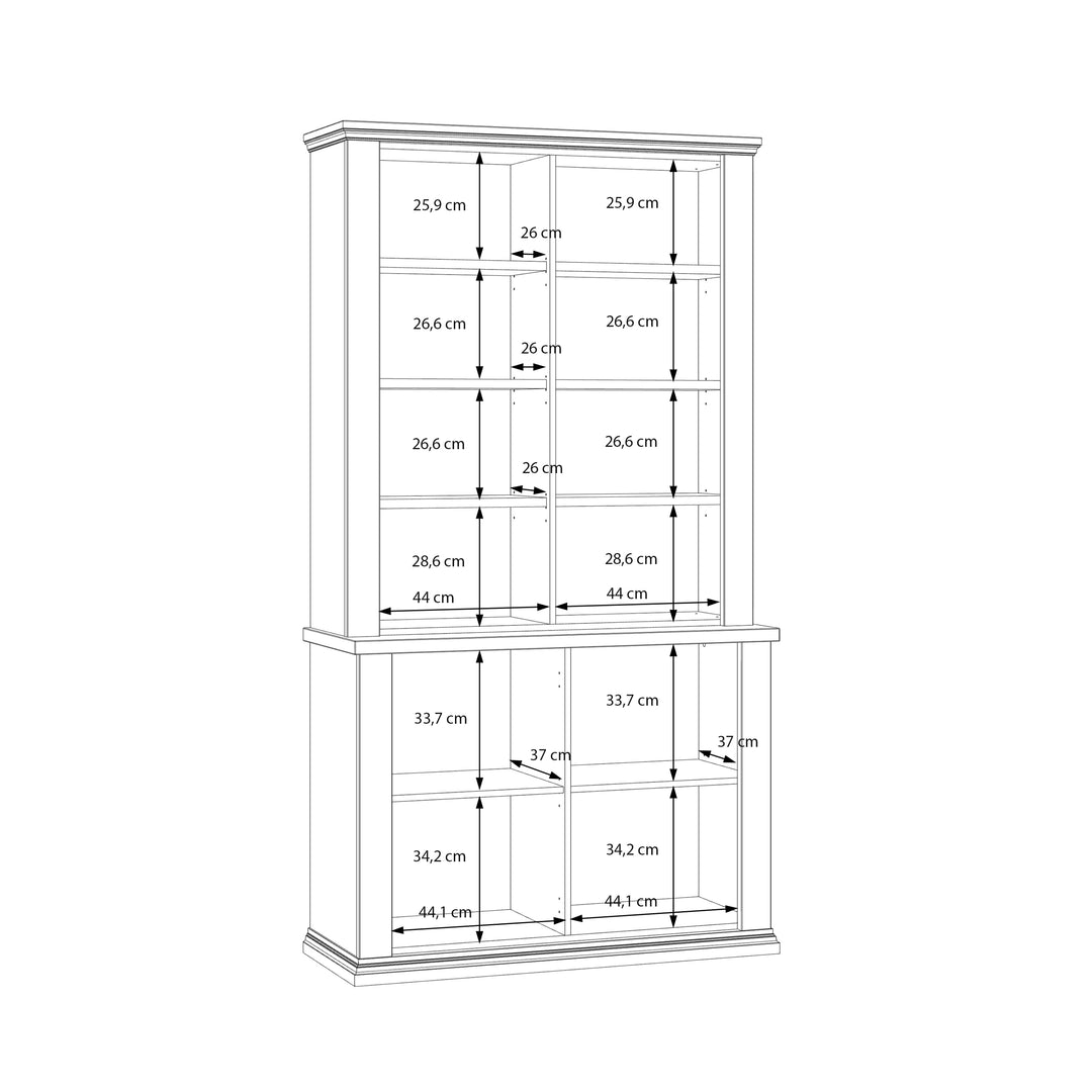 Pontypool 4 Door Display Cabinet in White and Riva Oak