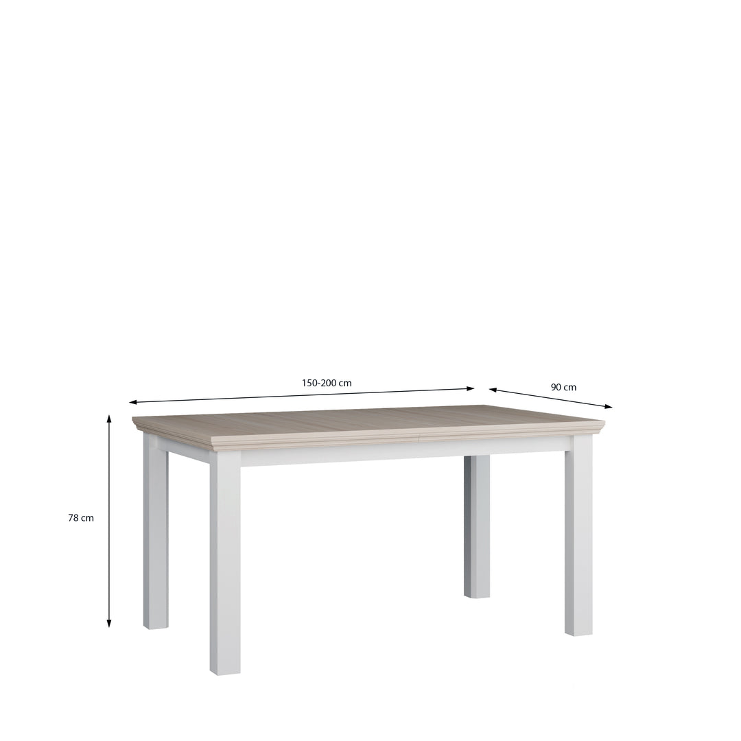 Pontypool Rectangular Dining Table 150x90cm in White and Riva Oak