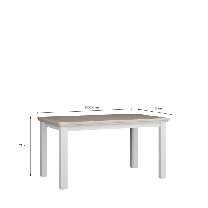 Pontypool Rectangular Dining Table 150x90cm in White and Riva Oak