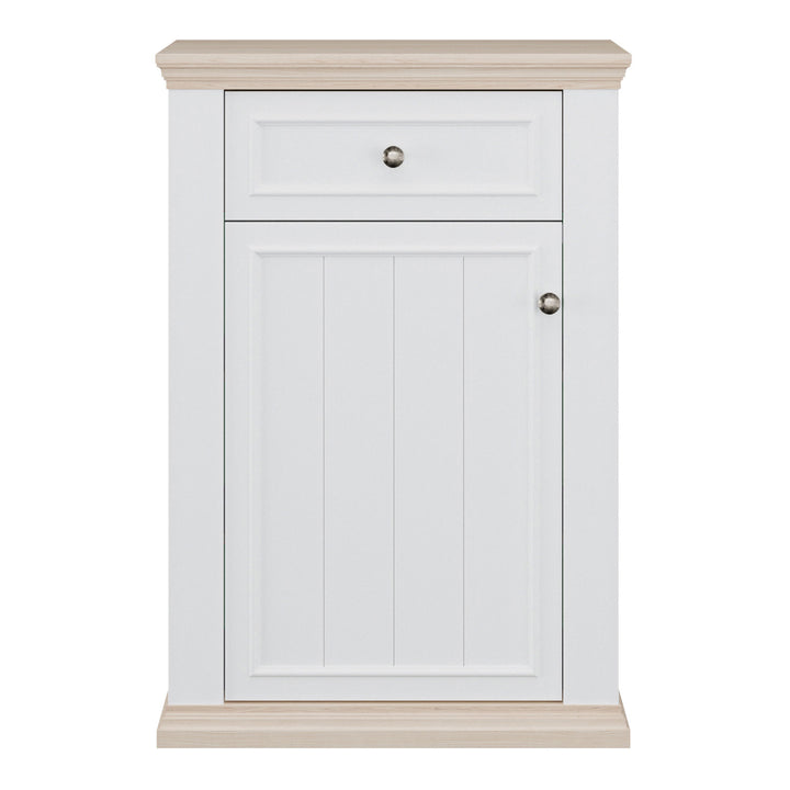 Pontypool Shoe Cabinet with Drawer in White and a Riva Oak