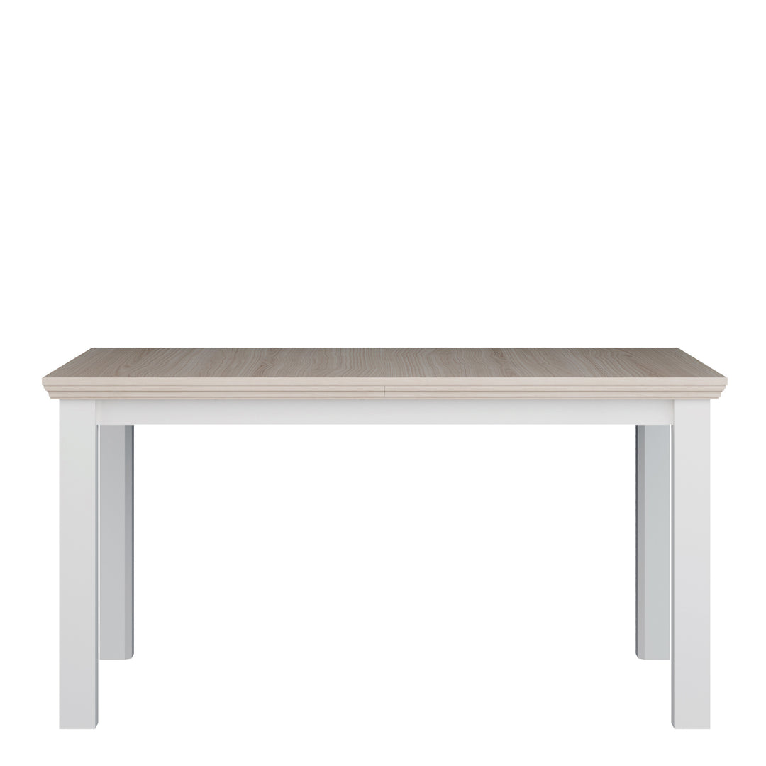 Pontypool Rectangular Dining Table 150x90cm in White and Riva Oak