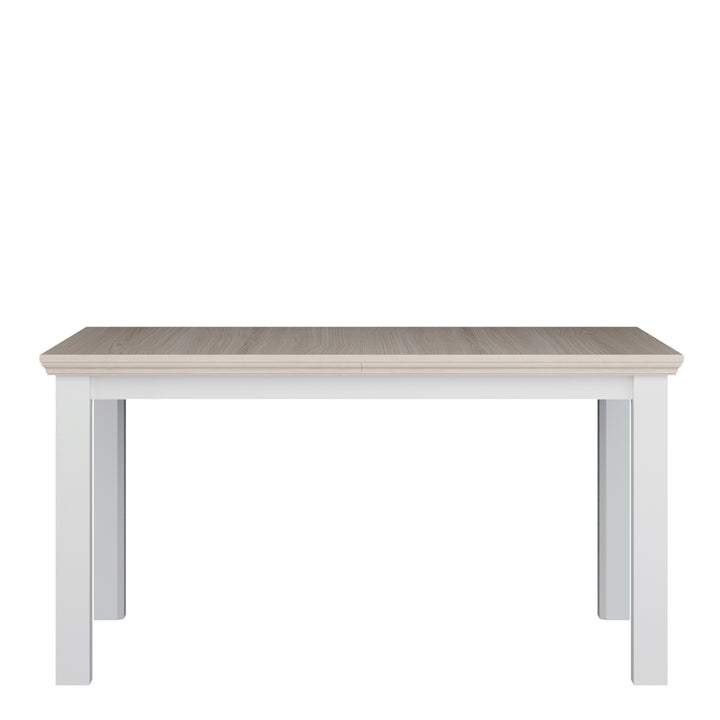 Pontypool Rectangular Dining Table 150x90cm in White and Riva Oak