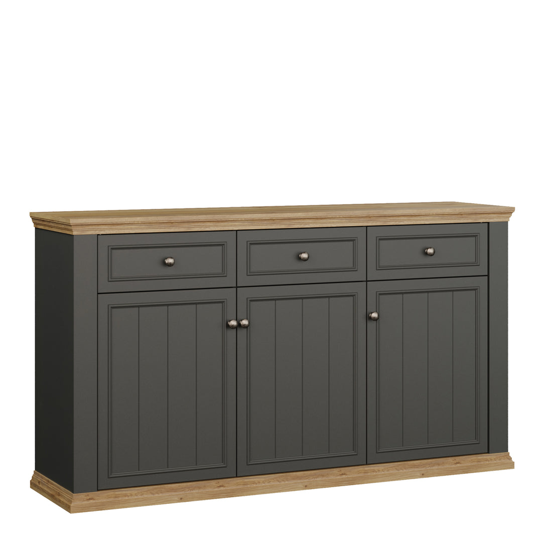 Pontypool 3 Drawer & 3 Door Sideboard in Grey and Mauvella Oak
