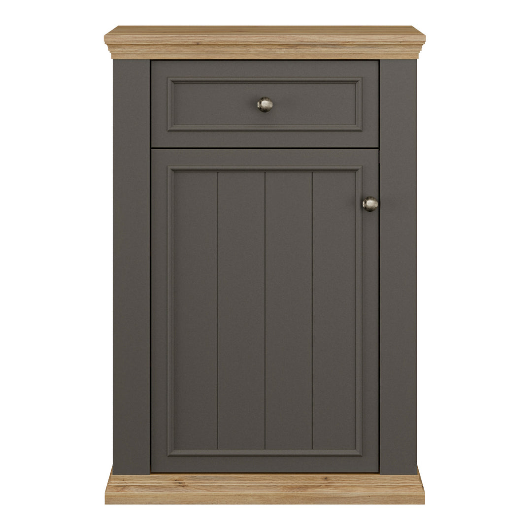 Pontypool Shoe Cabinet with Drawer in Grey and Mauvella Oak