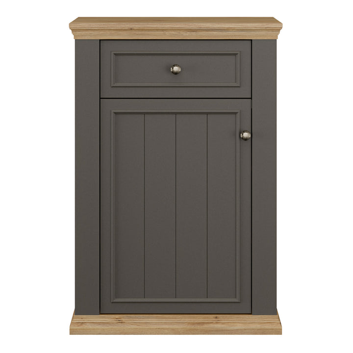 Pontypool Shoe Cabinet with Drawer in Grey and Mauvella Oak