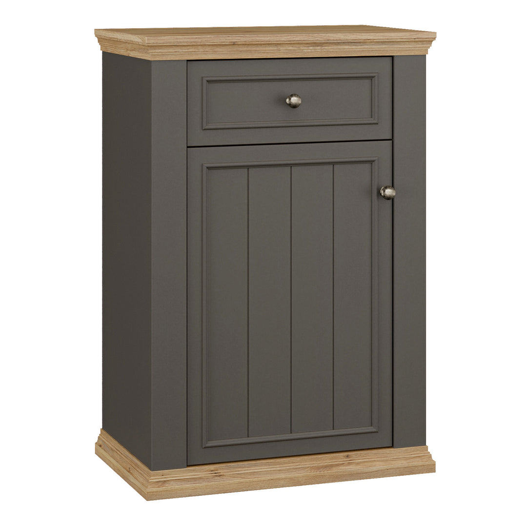 Pontypool Shoe Cabinet with Drawer in Grey and Mauvella Oak