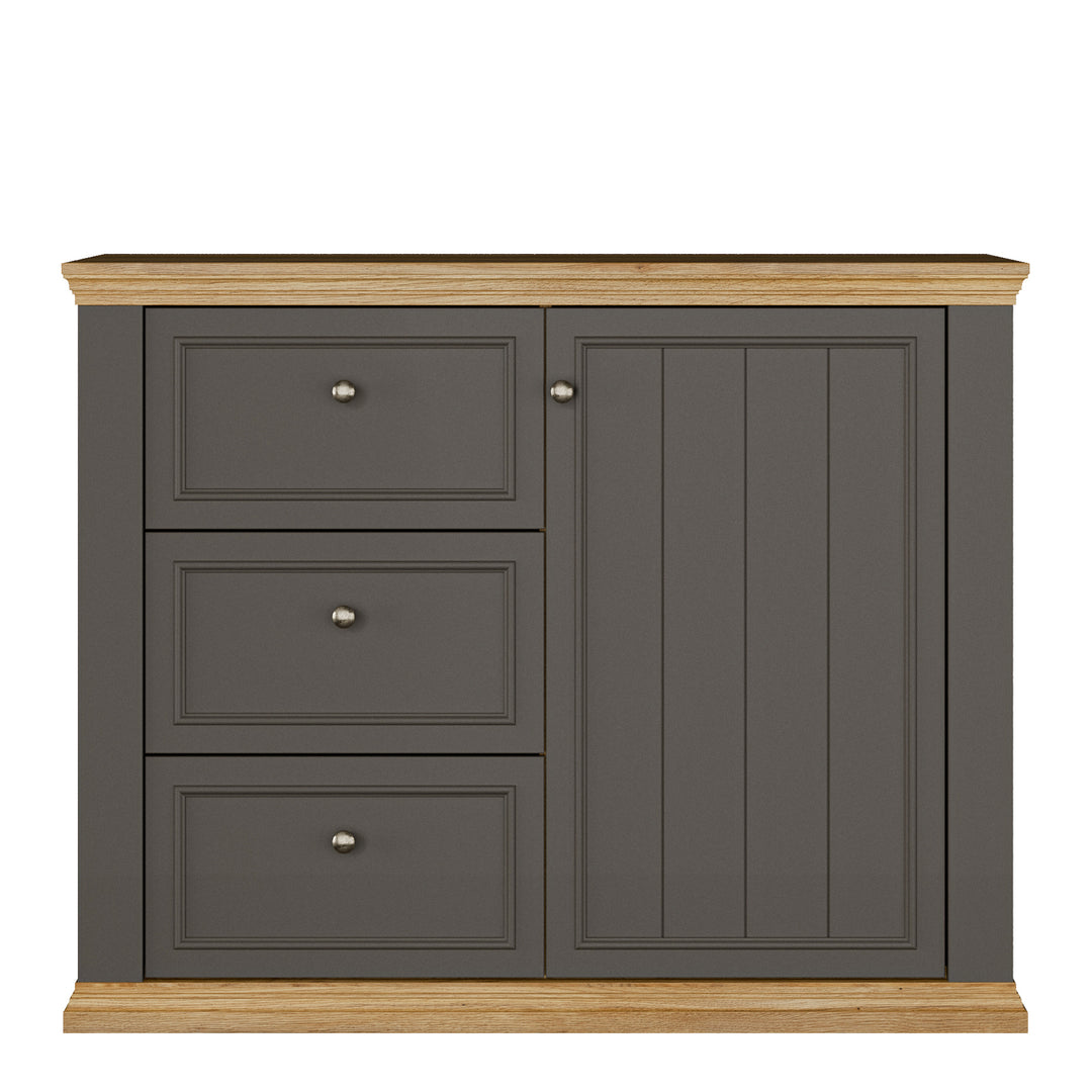 Pontypool 3 Drawer & 1 Door Sideboard in Grey and Mauvella Oak