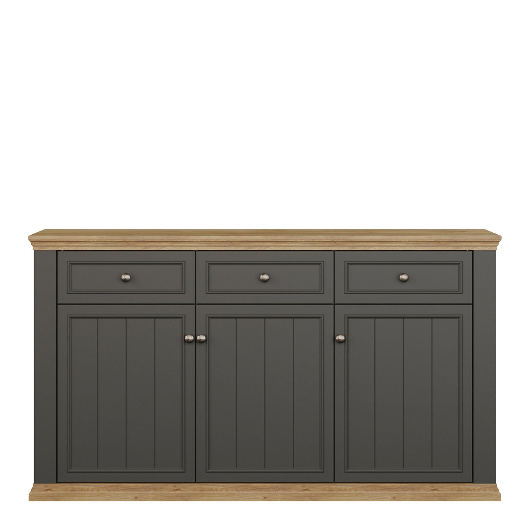 Pontypool 3 Drawer & 3 Door Sideboard in Grey and Mauvella Oak