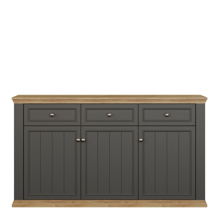 Pontypool 3 Drawer & 3 Door Sideboard in Grey and Mauvella Oak