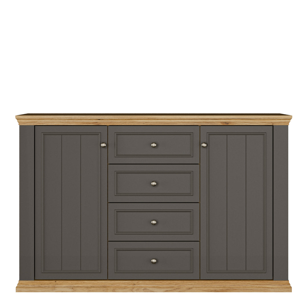 Pontypool 4 Drawer & 2-Door Sideboard in Grey and Mauvella Oak