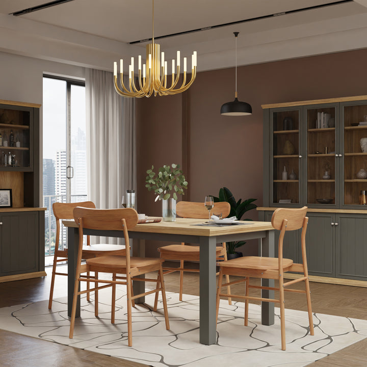 Pontypool Rectangular Dining Table 150x90cm in Wolfram Grey and Mauvella Oak