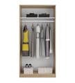 Jasmine Canadian Oak Effect Small Narrow Sliding 2 Door Wardrobe