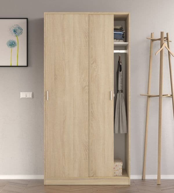 Jasmine Canadian Oak Effect Small Narrow Sliding 2 Door Wardrobe