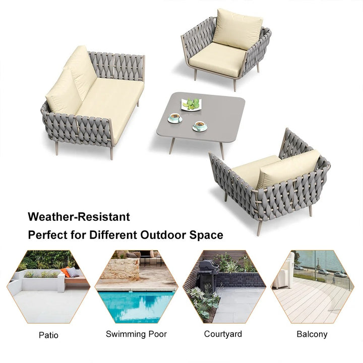 4 Pieces Outdoor Sectional Sofa Set
