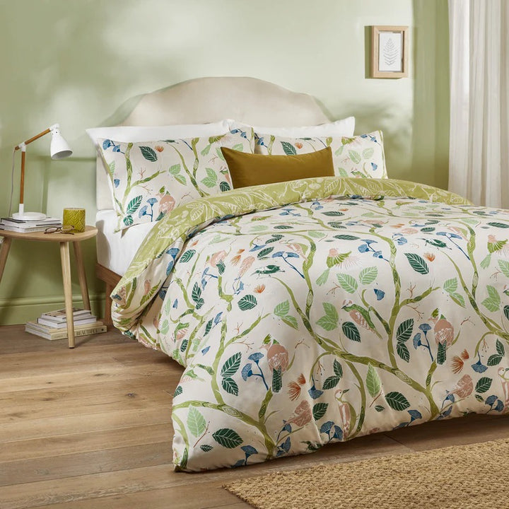 Leaflike Printed Soft Touch Duvet Cover Set Multi/Sage