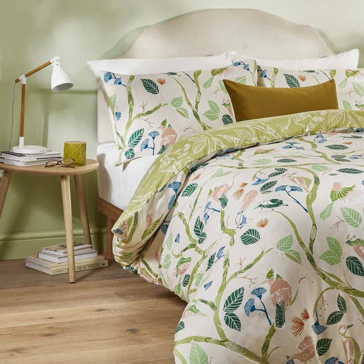 Leaflike Printed Soft Touch Duvet Cover Set Multi/Sage