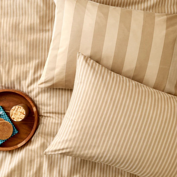 Ultimate Striped Fitted Bed Sheet 100% Cotton_Caramel Latte