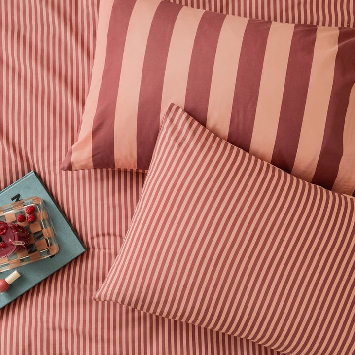 Ultimate Striped Fitted Bed Sheet 100% Cotton_Rasberry Smoothy