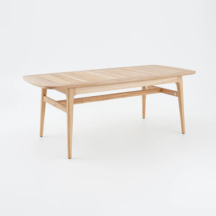 Mid Century Modern 6 - Person Rectangle Wood Outdoor Patio Dining Table in Natural