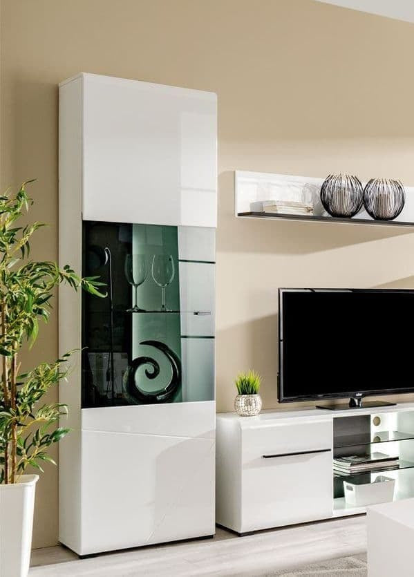 Rose White Tall Display Cabinet