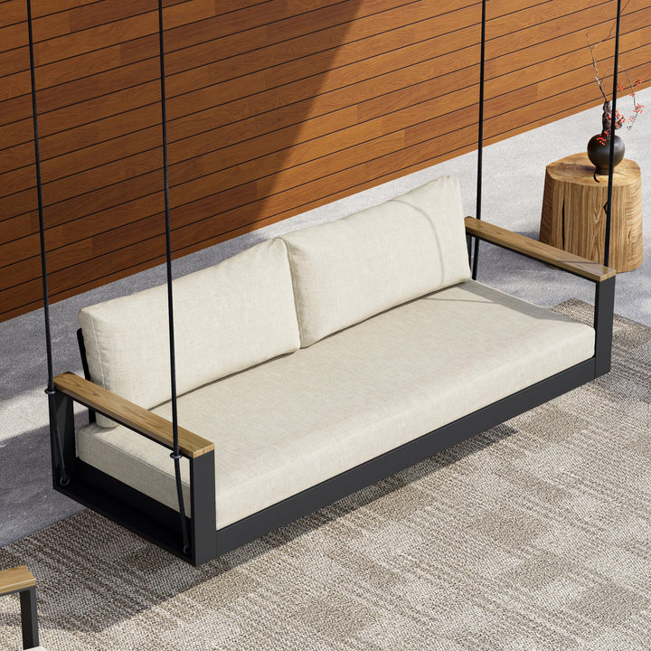 Tevara Outdoor Hanging Daybed in Beige Aluminium with Cushion