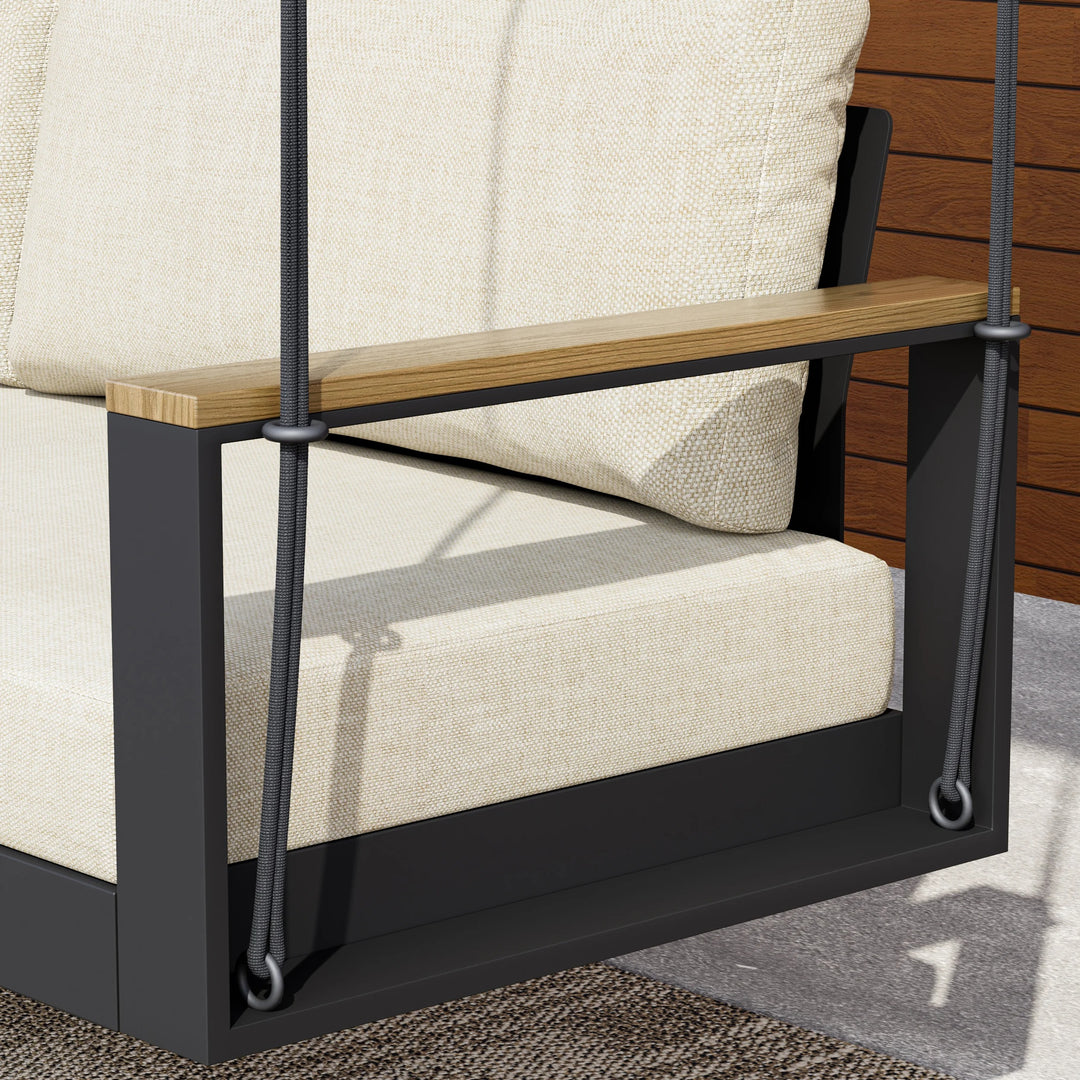 Tevara Outdoor Hanging Daybed in Beige Aluminium with Cushion