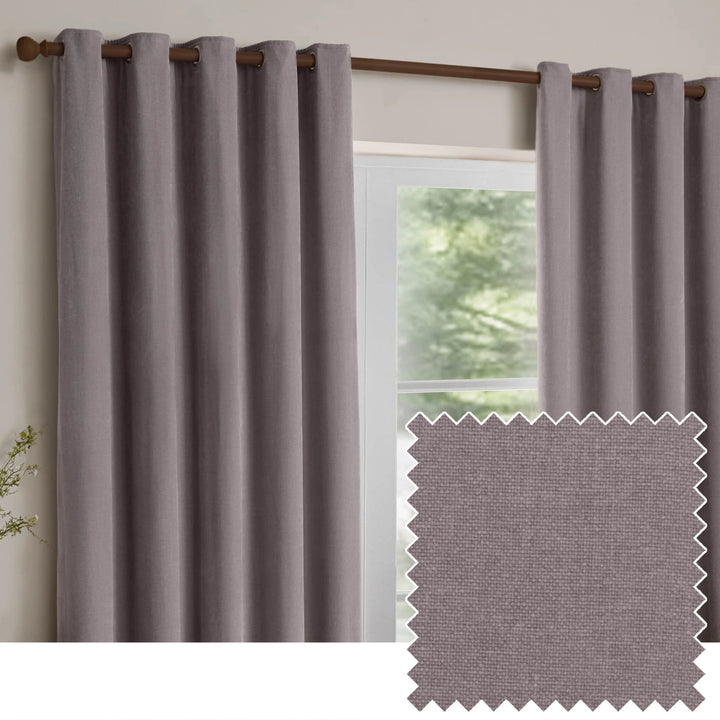 HEAVY CHENILLE EYELET CURTAIN MAUVE