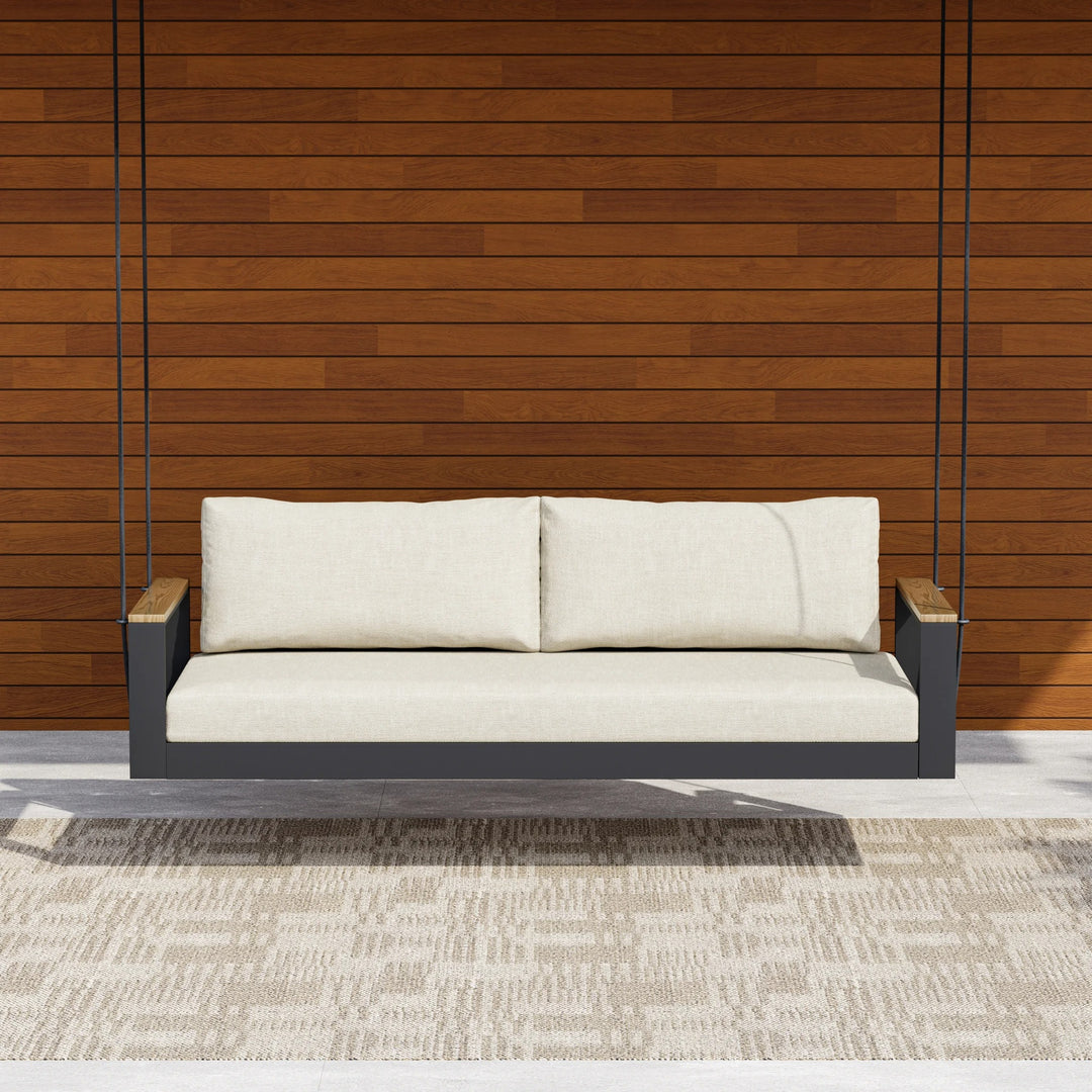 Tevara Outdoor Hanging Daybed in Beige Aluminium with Cushion