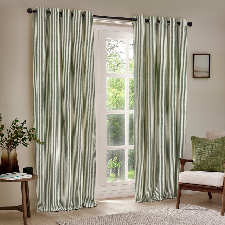 HEBDEN EYELET CURTAINS FOREST GREEN