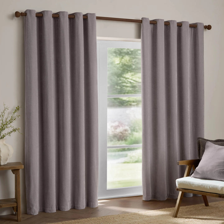 HEAVY CHENILLE EYELET CURTAIN MAUVE