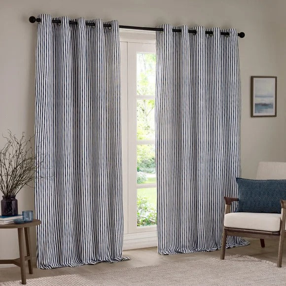 HEBDEN EYELET CURTAINS NAVY