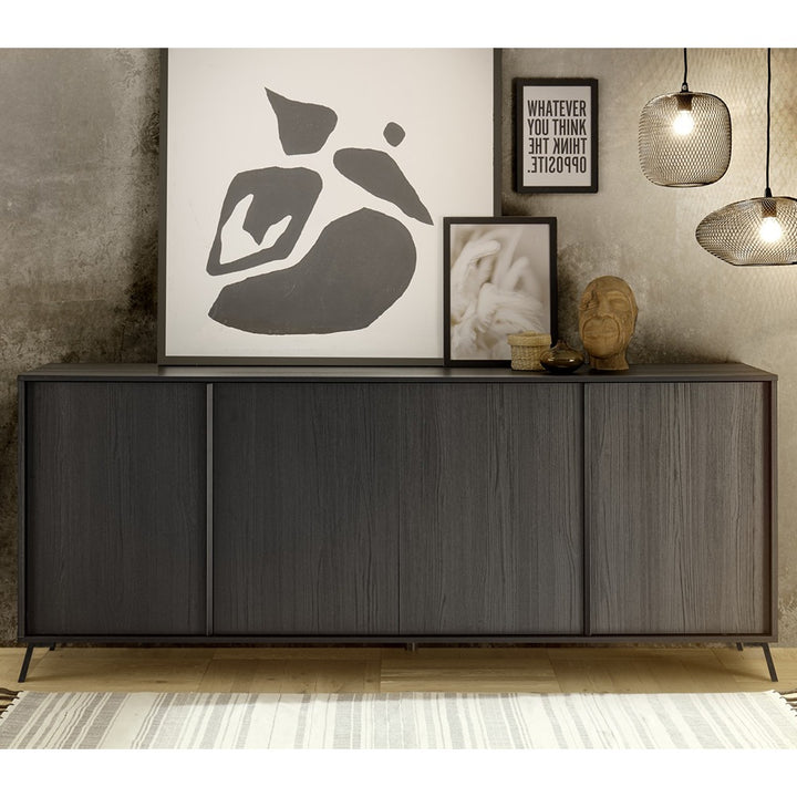 Happy Wooden Sideboard With 4 Doors In Black