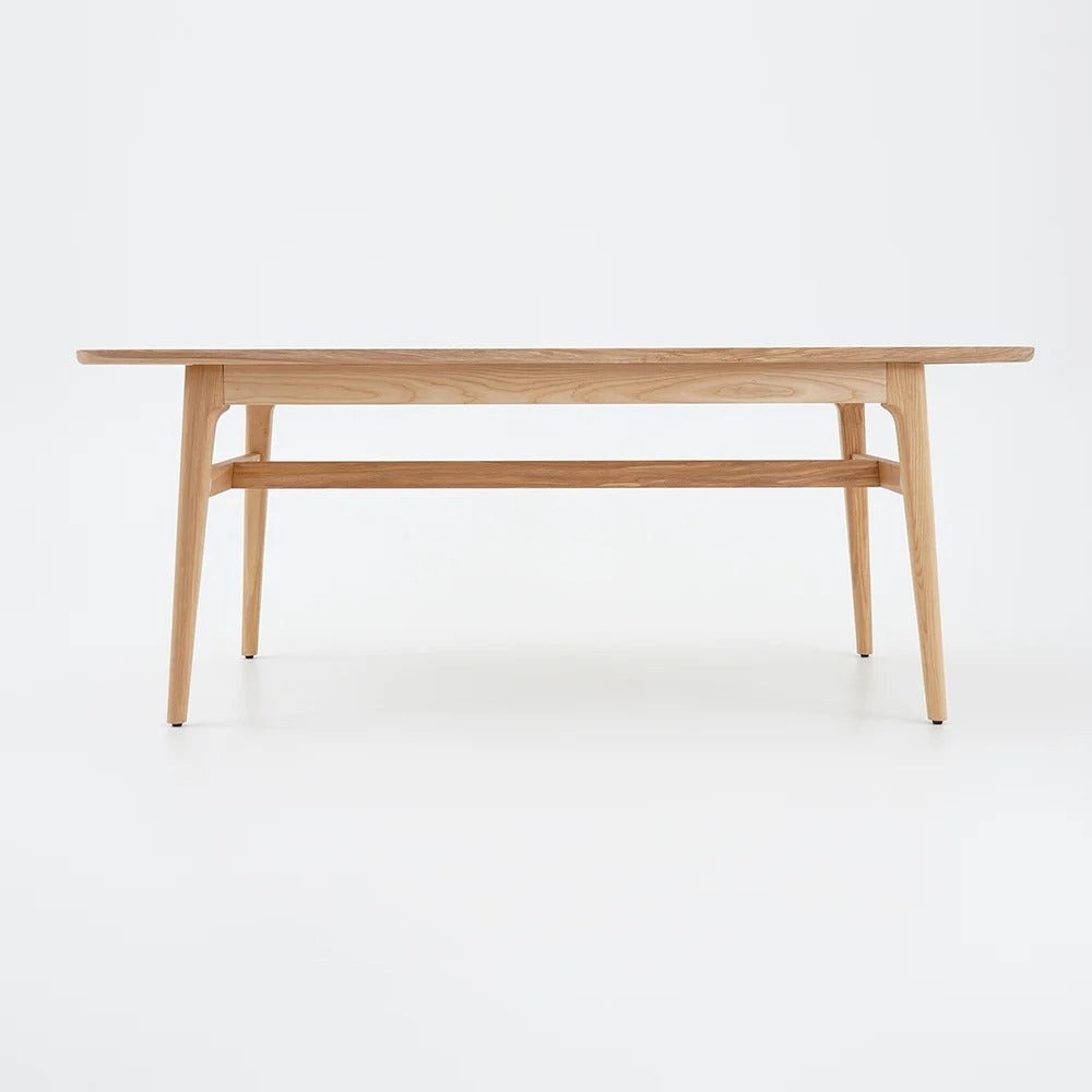 Mid Century Modern 6 - Person Rectangle Wood Outdoor Patio Dining Table in Natural