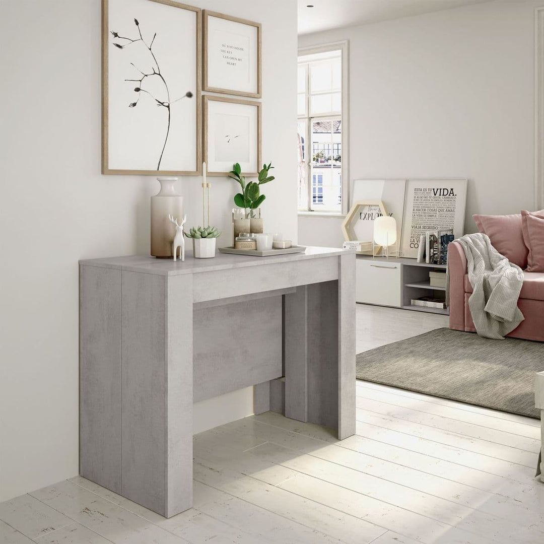 Lily Concrete Grey Effect Large Extending Dining Table