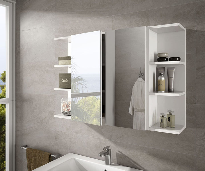 Violet 600mm White And Mirrored 2 Door Wall Mounted Bathroom Cabinet