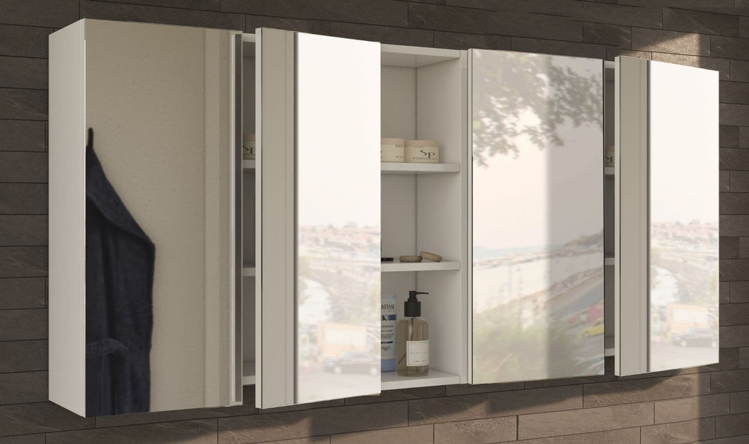 Violet 600mm White And Mirrored 2 Door Wall Mounted Bathroom Cabinet