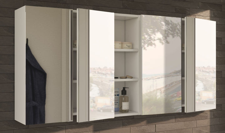 Violet 600mm White And Mirrored 2 Door Wall Mounted Bathroom Cabinet