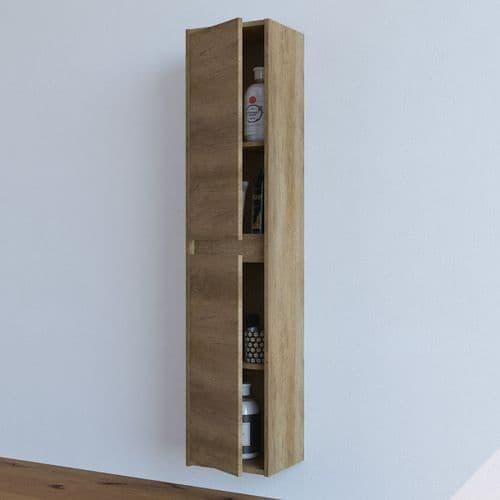 Lavender Nordic Oak Effect Tall 2 Door Bathroom Storage Cupboard