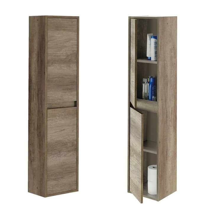 Lavender Nordic Oak Effect Tall 2 Door Bathroom Storage Cupboard