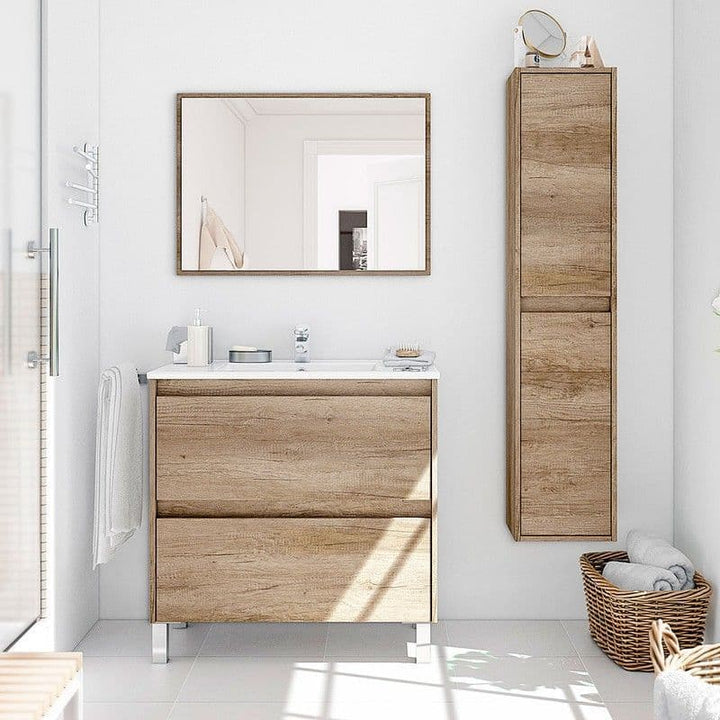 Lavender Nordic Oak Effect Tall 2 Door Bathroom Storage Cupboard