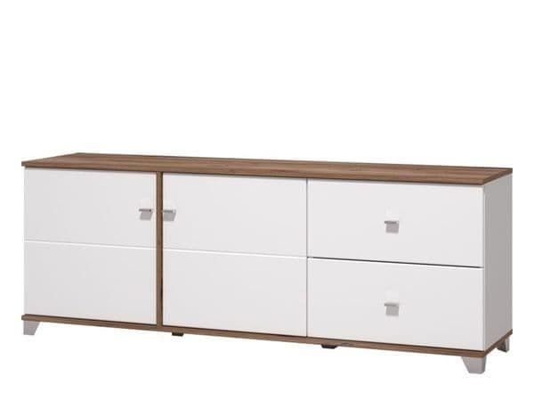 Lily White Gloss And Warm Oak TV Unit Cabinet